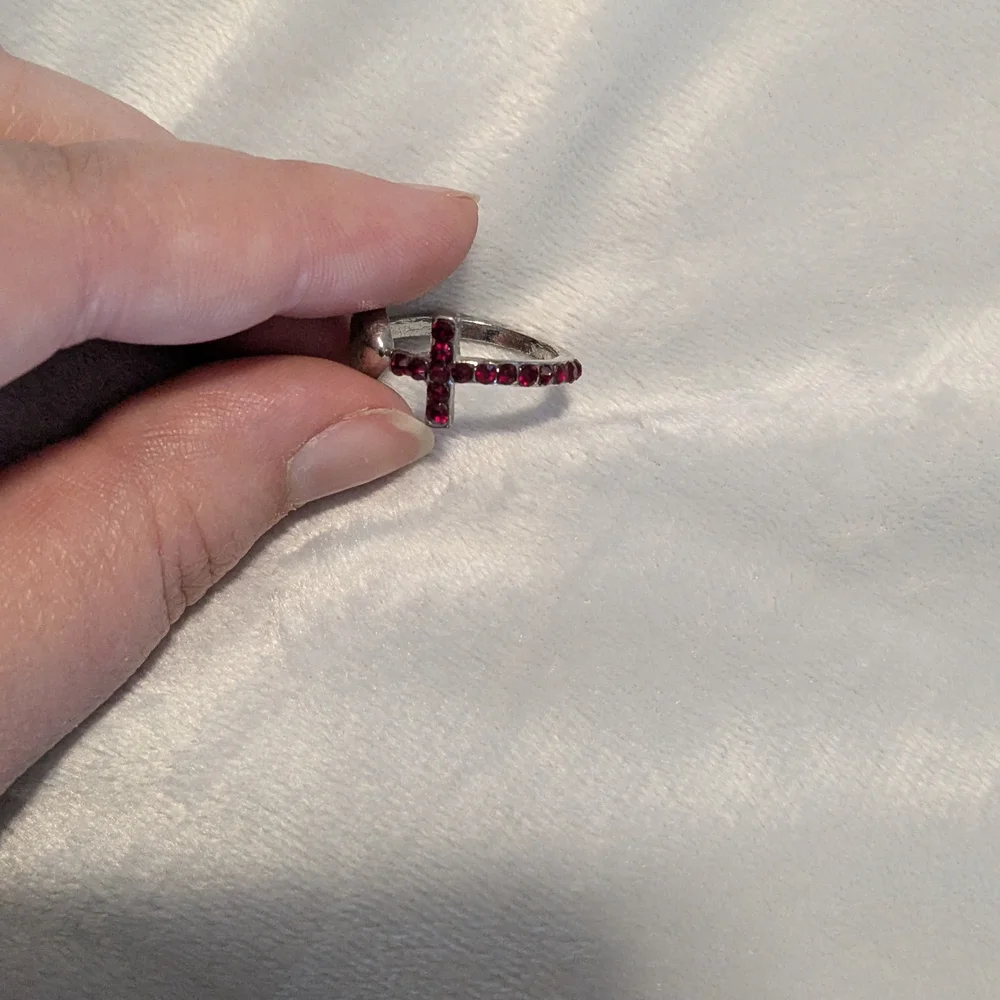 Silver and Red Contemporary Rings - Picture 3 of 3